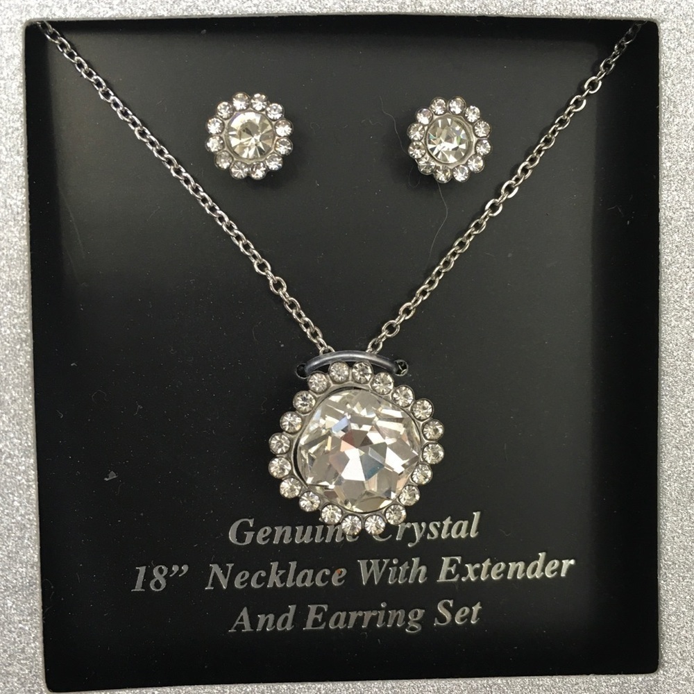 Genuine Crystal Necklace and Earring Matching Set